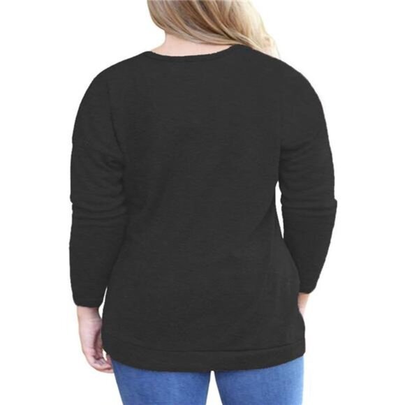 Women’s Plus Size Long Sleeve Button-Down Shirt with Pockets - Picture 3 of 5